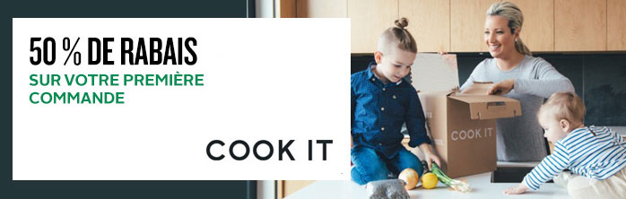 Offre exclusive aux membres : 50 % de rabais sur votre première commande chez Cook It.